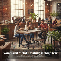 USA Retro Look mechanical Pipe-Leg Table and Bench Set sturdyDuty Build business-grade Furniture Powder-Coated Finish guest seating indoor/outdoor Use for Restaurant Owners, Business Proprietors, homeowners, Cafe, Bar, eatery, BBQ Joint