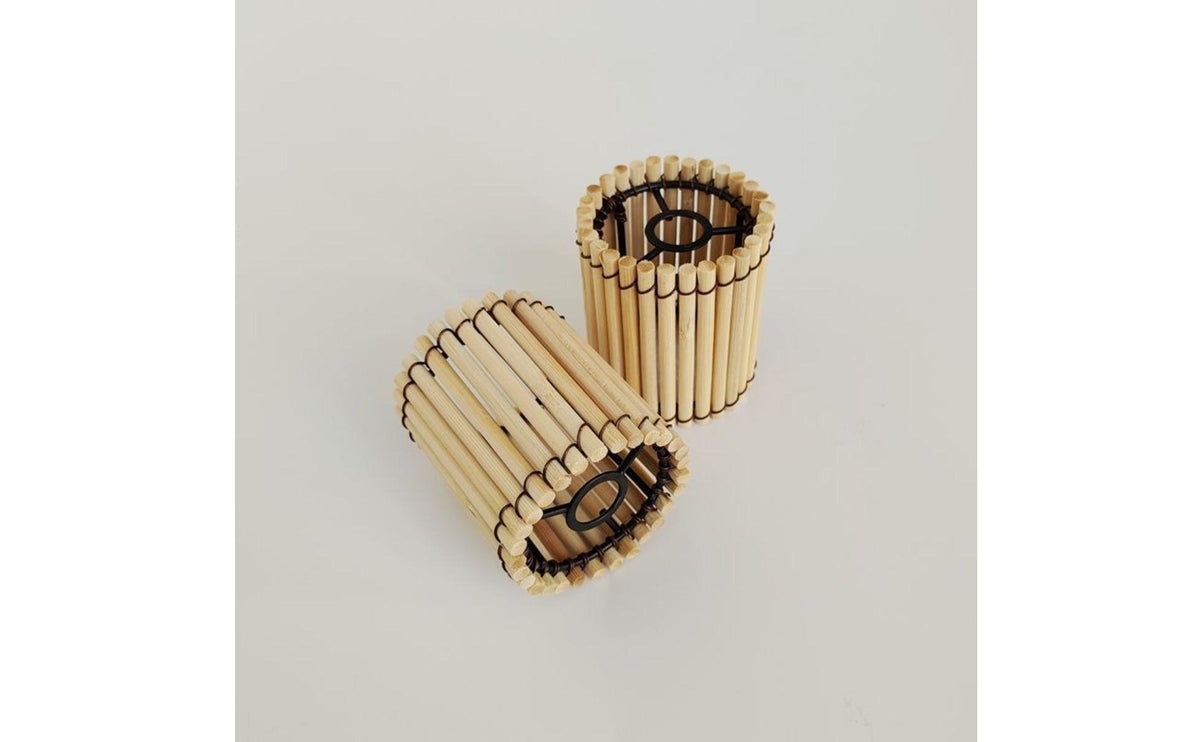 New Chinese Design Woven Bamboo Lamp Shade Handmade Small Bamboo Lampshade Natural Material Tiny Hanging Light Frame Lightweight for Restaurant