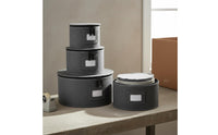 5 Pieces Dustproof Zippered Lid Textile Plate and Mug Boxes Reinforced Handles Stackable Plate and Mug Organizer Clear Label Window