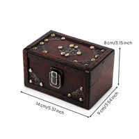 Vintage Wooden Box Classic Keepsake Box Chest Organizer Metal Latch Carved Details
