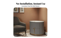 Luxury Design Oval Woven End Table Installationno-assembly Nightstand Easy to Assemble Bedroom Furniture Two Drawers for Homeowners, Interior Decorators, Renters, Hotel Room, Entryway, Hallway, Office