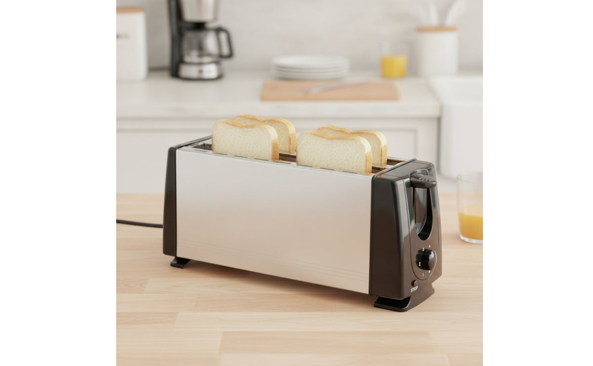 6-Setting Long-Slot Toaster Adjustable 2-Slice Toaster Cancel for Kitchen