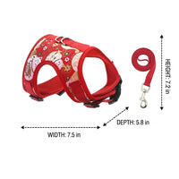 Cat Vest Harness and Leash Set for Walking, Polyester Harness Leash for Outdoor Gear, Non-Retractable Cat Walking Harness, Red, Size M/L