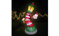 Inflatable Lighthouse with Santa and Reindeer Outdoor Inflatable Lighthouse with Santa Lighted Christmas Decoration for Yard, Lawn