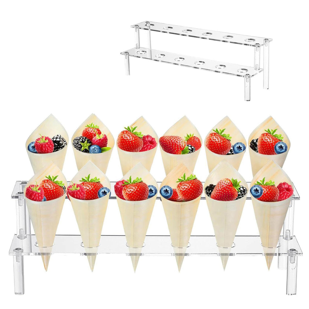 12-Hole Acrylic Transparent Ice Cream Cone Display Stand