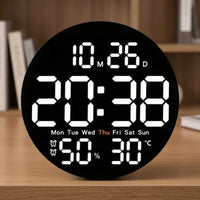 Digital Wall Clock with Temperature and humidity Modern Electronic Wall Clock Oversized for Living Room, Bedroom