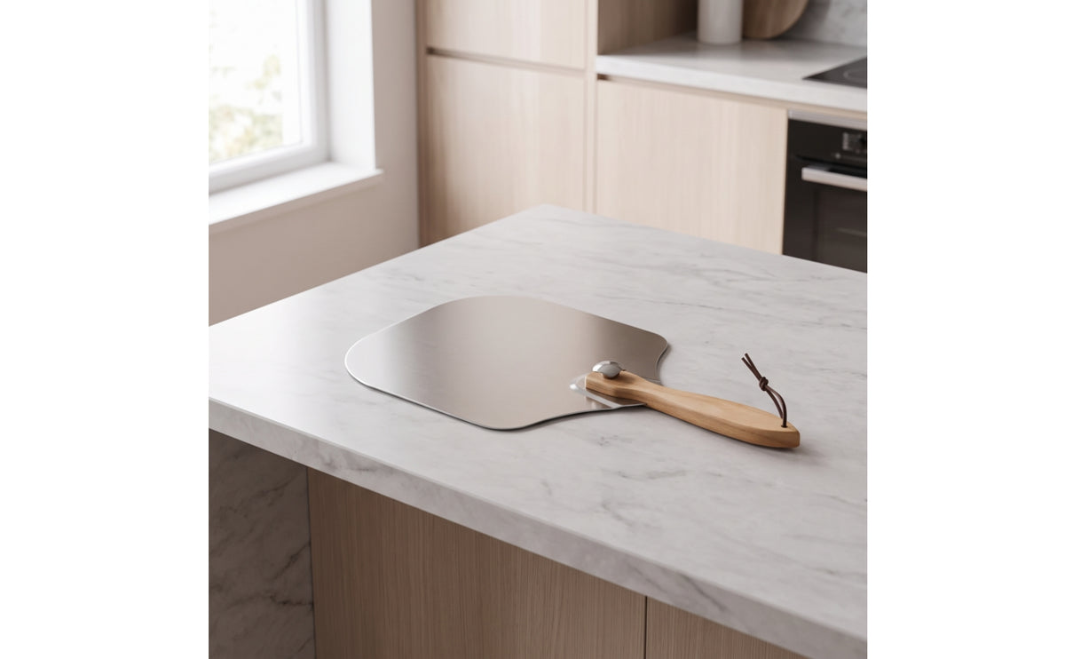 Pizza Peel with Wood Handle Easy to Clean Pizza Peel Metal Tool for Home Chefs