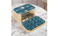Rectangular Jewelry Tray Peacock Blue Gold Frame Jewelry Tray Home Decor Rounded Corners Small Accessories