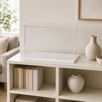 Acrylic Display Case for Models, Clear Dustproof Protection Showcase, White Base Collectible Display Cabinet