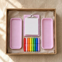 Blank Sheet 1/12 Scale Stationery Set Plastic Dollhouse Clipboard Set Molded Miniature Writing Tools Multi-Color for Scene Decoration