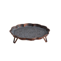 Metal Craft Tray with Vintage Carving