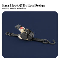 Self-Retracting Cargo Strap Push-Button Tightening Self Retracting Cargo Strap Secure Locking Mechanism Automatic Ratchet Tie down for Moving, Trailer
