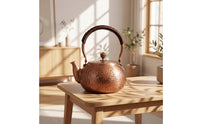 Curved Spout Copper Tea Kettle Wrapped Handle Tea Kettle with Lid Large Capacity Handmade for Hosts, Kitchen