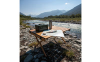 Stable Roll-up Camping Table Sturdy Wood Grain Folding Table Heavy Duty Outdoor Furniture Easy to Clean for Fishing