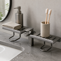 Faucet Bathroom Organizer Shelf Wall-Mounted No-Drill Toilet Washbasin Storage Rack
