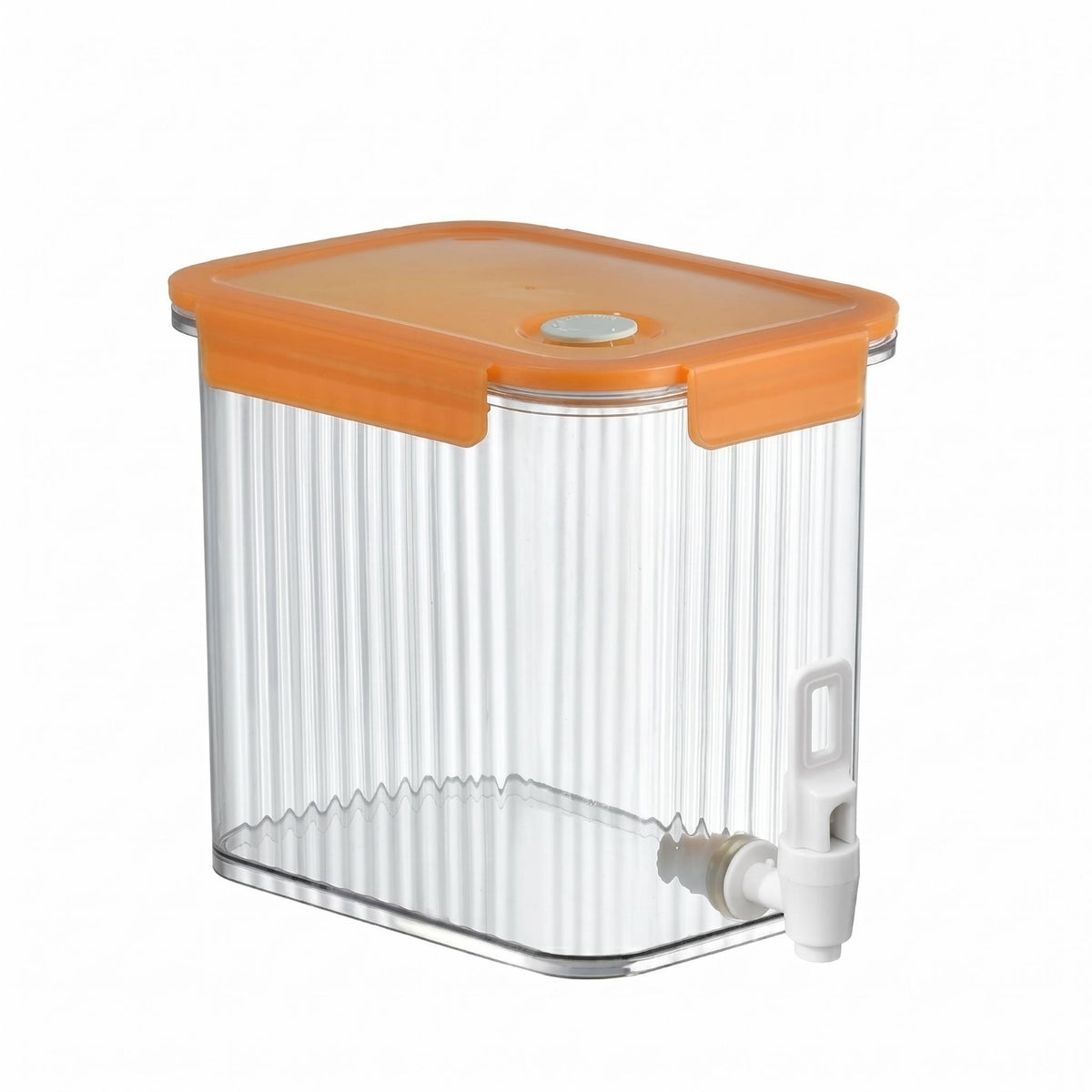 Leak-Resistant Refrigerator Drink Dispenser Ribbed Clear Beverage Dispenser Easy Dispensing Household Liquid Container Space-Saving Design