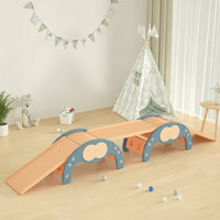 Sturdy Wooden Climbing Structure with Slide Child-Safe Indoor Slide and Climber Low-Height Climbing Set with Arch Sensory for Toddlers, Kids