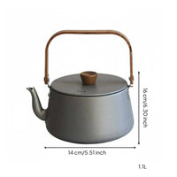 Aluminum Camping Kettle Wood Handle Campfire Kettle Controlled Pour Spout Portable Water Boiler for Hikers