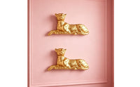 2 Pieces Textured Resin Leopard Decor Spotted Gold Leopard Ornament Reclining Light Switch Cover Detailed Face