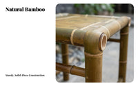 Old-Fashioned Design Bamboo Table and Chair Set Handmade Chinese Design Dining Set Long-Lasting Frame for Restaurant Owners, Homeowners, Families, Garden, Balcony, Deck, Poolside