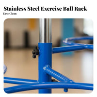 Stainless Steel Frame Exercise Ball Storage Rack Detachable Exercise Ball Stand Heavy Duty Construction Rust-Resistant for Personal Trainers, Studio Owners, Fitness Club, Physical Rehabilitation Healthcare Facility