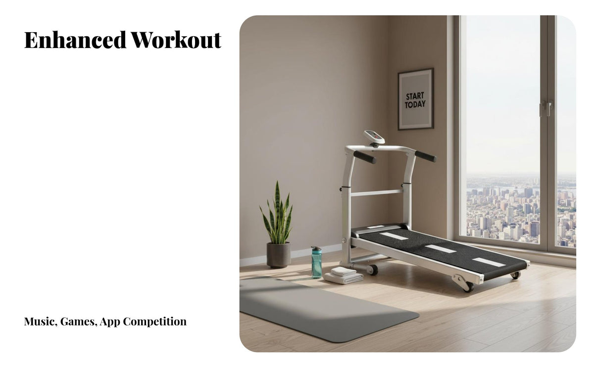 Mechanical Treadmill Compact Manual Treadmill Shock Absorbing Self-Self-Driven Running Machine for Beginners, Home, Indoor