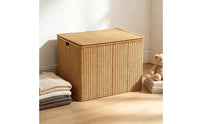 Rattan Storage Box Cutout Handles Woven Container Box Sturdy Frame Home Decor