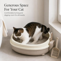 Semi-Enclosed Cat Litter Box with Scoop - Large, Anti-Splash Pet Toilet