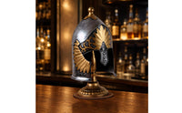 Gold Trim Silver Roman Helmet Ornament Lustrous Finish Roman Warrior Helmet Tabletop Decoration Home Decor for Bar, Restaurant