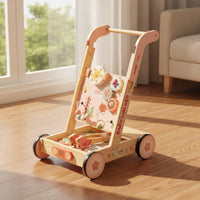 Wooden Infant Pusher with Activity Board Multi-Functional Infant Pusher with Activity Center Learning for Young Children, Infants, Nursery