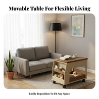 3-Tier foldable Utility cart Easy Mobility Mobile End Table for Living Room