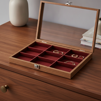Walnut Grain Wooden Jewelry Storage Box with Lid for Bracelets and Beads