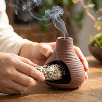 Palo Santo Burner – Mini Ceramic Chimenea Incense Burner in Multiple Colours – Handmade Clay Ash Catcher for Wood, Sage, and Cones