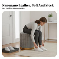 Minimalist Design Upholstered Vanity Stool Space-Saving Upholstered Makeup Stool Easy to Clean Indoor Furniture Comfy for Nail Technicians, Homeowners, Apartment Dwellers, Living Room, Bedroom, Dressing Table, Entryway