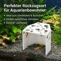 Aquatic Habitat Cave, Shrimp Hideout, Rustic Resin Cave for Fish, Shrimp & Amphibians, Breeding Chamber, 4-9mm Entrances, Non-Toxic