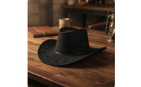 Cowboy Hat with Decorative Stitching Western Cowboy Hat with Curved Brim Felt-Like for Costume, Travel