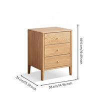 Nordic Nightstand Rectangular Wood End Table Round Pulls Room Furniture