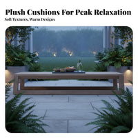 Hardwood Wood Construction Wooden Sectional Sofa Weather-Resistant paddinged Wooden Sofa Set Thickly-Padded paddings Outdoor Furniture Removable padding protective layers for Homeowners, Families, Adults, rearyard, waterside
