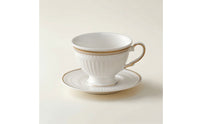Vintage Cup and Saucer Set Embossed Ceramic Cup with Saucer Elegant Refined for Hosts