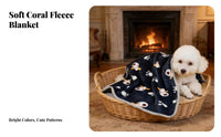 Soft Fleece Pet Blanket Warm Fleece Pet Blanket Cozy Flannel Mat for Indoors, Crate, Travel