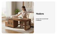 Multi-Functional Mobile Brewing Station Movable with Casters Tea Cart Modern Design End Table Extendable Top for Apartment Dwellers, Homeowners, Living Room, Home, Reception Area, Balcony