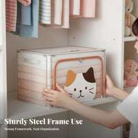 Foldable Frame Storage Box Large Capacity Stackable Framed Box Clear View panel