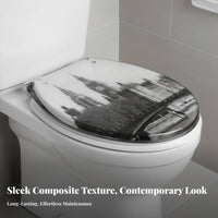 Stainless Steel Hinges Resin Toilet Seat European Design Slow Close Toilet Seat Long-Lasting Material Easy to Clean for Homeowners, Families, DIY Enthusiasts, Restroom, Hotel, Home, Apartment