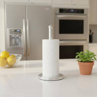 Single-Handed Tear Stainless Steel Kitchen Roll Holder Weighted Base Household Storage Modern Design for Restaurant, Bathroom