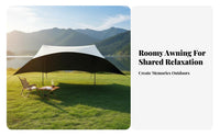 Black Vinyl Coating Waterproof Shelter Sheet Quick Setup Star-Shaped Tarp Portable Outdoor Equipment for Campers, Families, Hikers, Camping, Picnics, Picnic, Hiking