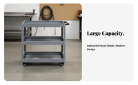 3-Tier Tool Cart 360-Degree Swivel Casters 3 Tier Rolling Tool Cart Industrial-Grade Steel Portable Workstation Trolley with Wheels for Warehouse