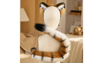 Tiger Ears and Tail Kit Handmade Tiger Ears with Tail Soft-Textured Hairband for Cosplay, Halloween, Anime Conventions
