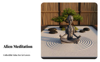 Meditation Alien Figurine Creative Design Meditating Alien Statue Details Extraterrestrial Decor for Meditation Practitioners, Science Fiction Fans