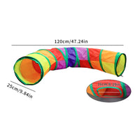 Open-Ended Zipper-Connected Rainbow Play Tunnel Striped Small Pet Plaything Portable Rainbow Cat Tunnel