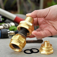 2 Pieces Leak-Leakproof Brass Garden Hose Adapter Hex-Shaped Garden Hose Adapter Threaded Female Connector Heavy Duty for Gardeners, Homeowners, Lawn Watering, Patio